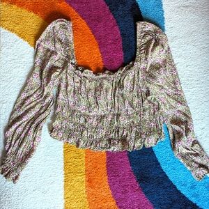 H&M Smocked Floral Top Size XL